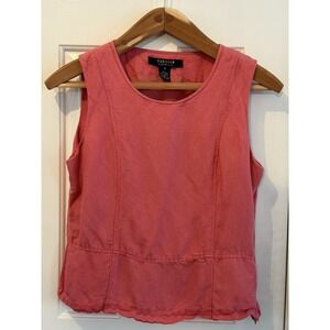 Parisian Signature Womens 12 Pink Linen Blend Sleeveless Shell Top Classic